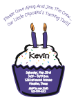 Cupcake 2 Candles Boy 2nd Birthday Party Invitation