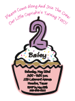 Cupcake 2nd Girl Birthday Party Invitation
