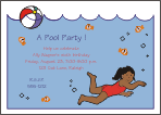 Diver Girl (Brown Skin) Birthday Party Invitation