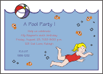 Diver Girl 1-piece Birthday Party Invitation