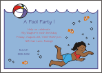 Diver Girl (Brown Skin) Birthday Party Invitation