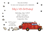 Firetruck 2 Birthday Invitation