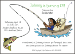 Fishing 2 Brown Skin Birthday Party Invitations