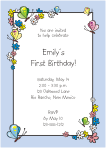 Flowers and Butterflies Blue Invitation