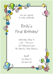 Flowers and Butterflies Green Invitation