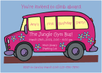 Gymnastics on a Bus Birthday Party Invitation