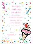 Ice Cream - Girl Birthday Party Invitation