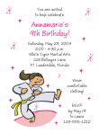 Karate Girl 1 Birthday Party Invitations