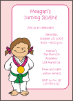 Karate Girl with Medal Birthday Party Invitation