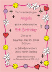 Kids Daisies, Smiles and Hearts Birthday Invitation