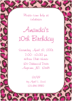 Leopard Spots, pink, Birthday Invitation