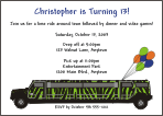 Limo Lime Green Zebra Hummer Birthday Invitation
