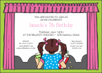Movie Theater with Brown Haired Girl Birthday Party Invitation