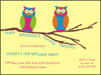 Owl on a Branch Birthday Party Invitation