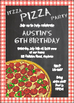 Pizza Party 3 Birthday Invitation