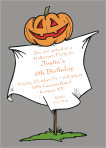 Halloween Pumpkinhead Ghost Birthday Party Invitation