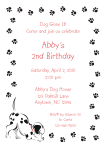 Dalmatian Puppy with Pawprints Border Birthday Party Invitation