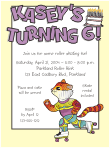 Roller Skating Cat Birthday Invitation