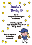 Softball Girl w/ Blonde Hair Birthday Invitation