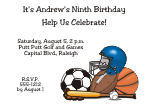 Sports Birthday Party Invitation