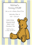 Teddy Bear Stripes Blue Birthday Party Invitation