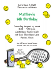 Tennis 1 Birthday Party Invitations