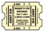 Light Yellow Ticket Birthday Birthday Invitation