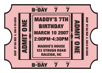 Pink Ticket Birthday Invitation