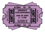 Purple Ticket Stack Birthday Invitation