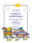 Train and Kids Birthday Party Invitation
