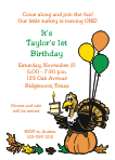 Turkey Thanksgiving First Birthday Invitation