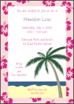 hibiscus Pink Border with Palm Tree Invitation