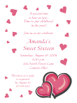Hearts, red Sweet 16 Invitation