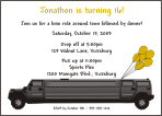 Black Hummer Limo Birthday Party Invitation