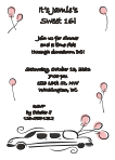 White Limo Sketch Sweet 16 Birthday Invitation