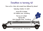 White Hummer Limo Birthday Party Invitation