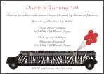 Zebra Hummer Limo Birthday Party Invitation