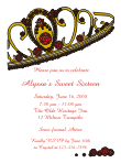 Tilted Tiara, Gold and Red Sweet 16 Party Invitation