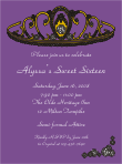 Whole Tiara Gold, White and Purple Sweet 16 Invitation