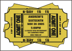 Pile of Sweet 16 Tickets, Gold, Birthday Invitation