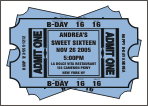 Pile of Sweet 16 Tickets, Light Blue, Birthday Invitation