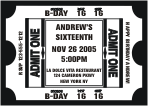 Sweet 16 Ticket, Black, Birthday Invitation