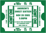Sweet 16 Ticket, Dark Green, Birthday Invitation