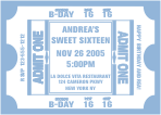 Sweet 16 Ticket, Light Blue, Birthday Invitation