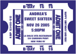 Sweet 16 Ticket, Navy, Birthday Invitation