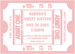 Sweet 16 Ticket, Pink, Birthday Invitation
