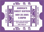 Sweet 16 Tickets, Purple, Birthday Invitation