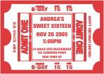 Sweet 16 Ticket, Red, Birthday Invitation
