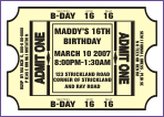 Ticket Sweet Sixteen Invitation
