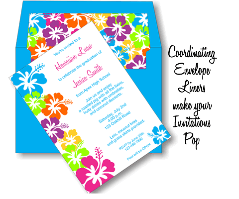 fully personalized invitations with custom designed envelope liners